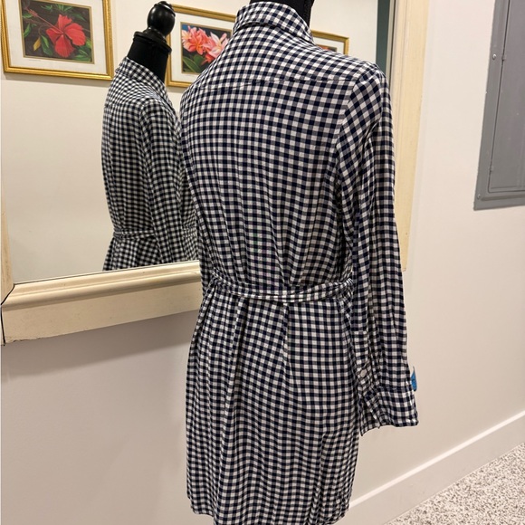 Draper James Navy and White Gingham Long Sleeve Dress - Picture 4 of 8